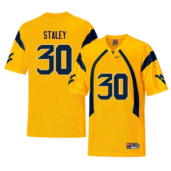 Men #30 Evan Staley West Virginia Mountaineers Retro College Football Jerseys Sale-Yellow - Click Image to Close
